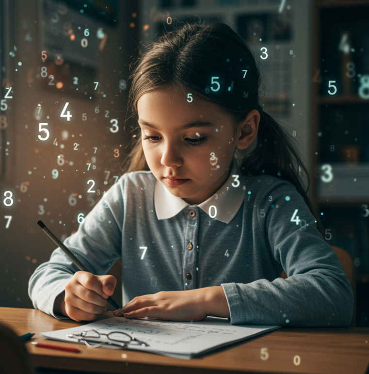 Happy child with books