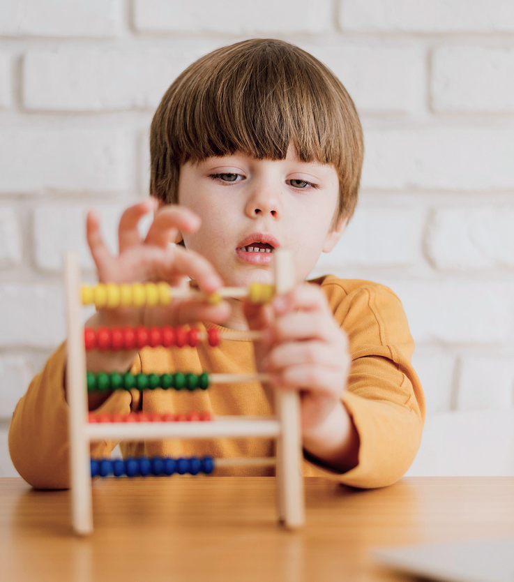Focused child studying